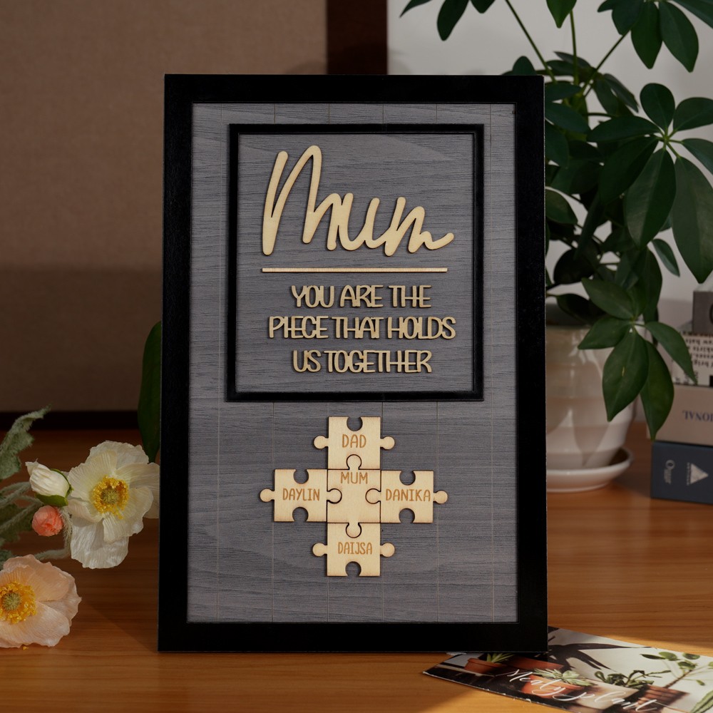 Personalized Mother's Day Wood Puzzle Sign, You are the Piece that Holds us Together, Family Gift for Mom