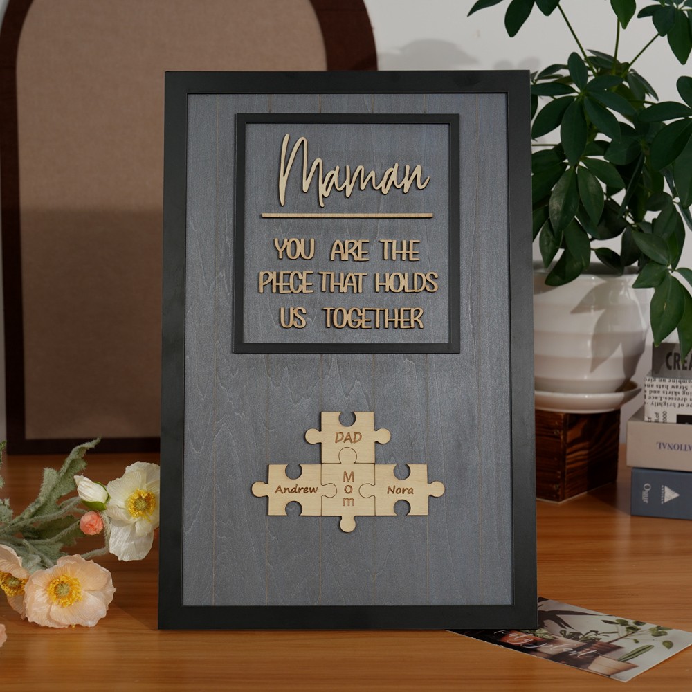 Personalized Mother's Day Wood Puzzle Sign, You are the Piece that Holds us Together, Family Gift for Mom