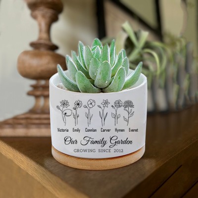 Personalised Birth Month Flower Pots with Grandkids Names, Mothers Day Gift for Mum,Gigi, Grammy, Mom, Nana